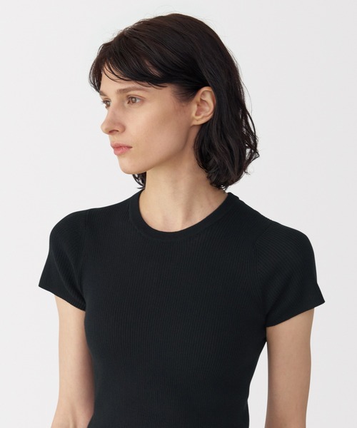 MUJI Labo(ムジラボ)の「〔MUJI Labo〕婦人 強撚コットンニット半袖プルオーバー(Tシャツ/カットソー・レディース・オフホワイト/ブラック・XL/L/M/S)」の6枚目の写真