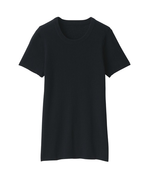 MUJI Labo(ムジラボ)の「〔MUJI Labo〕婦人 強撚コットンニット半袖プルオーバー(Tシャツ/カットソー・レディース・オフホワイト/ブラック・XL/L/M/S)」の3枚目の写真
