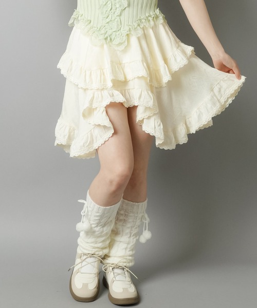 にゃんにゃんイング パンプス22cm コムサイズム スカートM ガードルM ツイル2段ギャザーフレアミニスカパン｜INGNI(イング) 公式通販