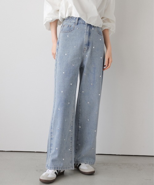 AMELY(エミリー)の「ハートモチーフ デニムパンツ(デニムパンツ・レディース・ブラック/ブルー・M/L)」の7枚目の写真