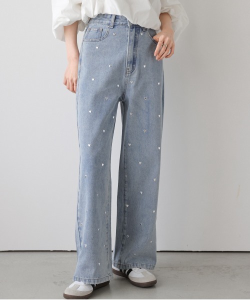 AND MARY ハートデニムパンツ ANDMARY】Heart hip denim