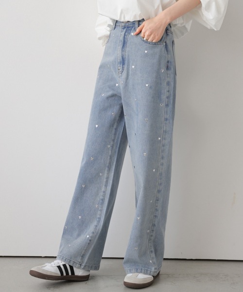 AMELY(エミリー)の「ハートモチーフ デニムパンツ(デニムパンツ・レディース・ブラック/ブルー・M/L)」の8枚目の写真