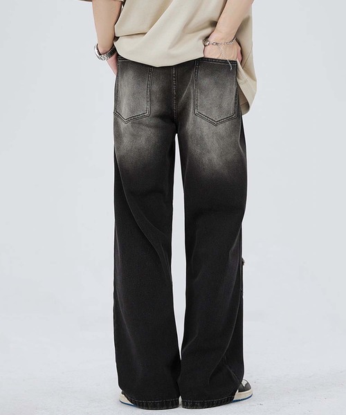 aimoha(アイモハ)の「【aimoha neo】Grunge Ripped Wide-Leg Jeans(デニムパンツ・メンズ・ブルー/ブラック・X-LARGE/MEDIUM/LARGE/XX-LARGE)」の15枚目の写真