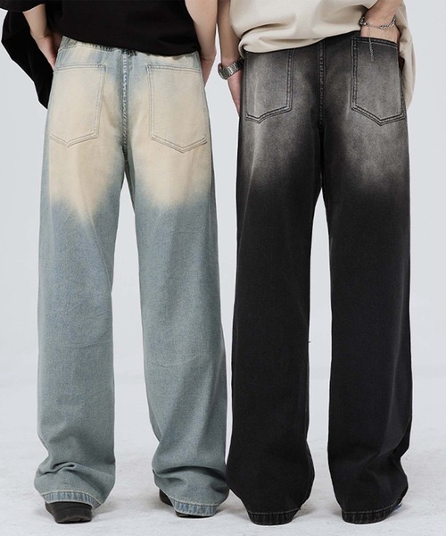 aimoha(アイモハ)の「【aimoha neo】Grunge Ripped Wide-Leg Jeans(デニムパンツ・メンズ・ブルー/ブラック・X-LARGE/MEDIUM/LARGE/XX-LARGE)」の6枚目の写真