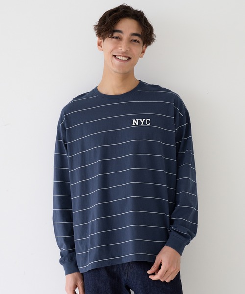 coca(coca)(コカ)の「ボーダーワッペンロングTシャツ(Tシャツ/カットソー・メンズ・ブラウン/ライトグレー/チャコール/ネイビー・XL/M/L)」の6枚目の写真