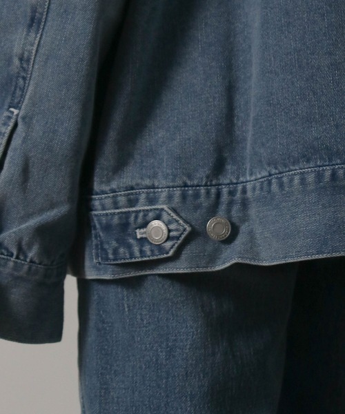 Social GIRL(ソーシャルガール)の「ボリューム袖 ノーカラー カットオフ オーバーサイズ デニムジャケット(デニムジャケット・レディース・ブラック/ライトブルー/ブルー・M/L)」の19枚目の写真