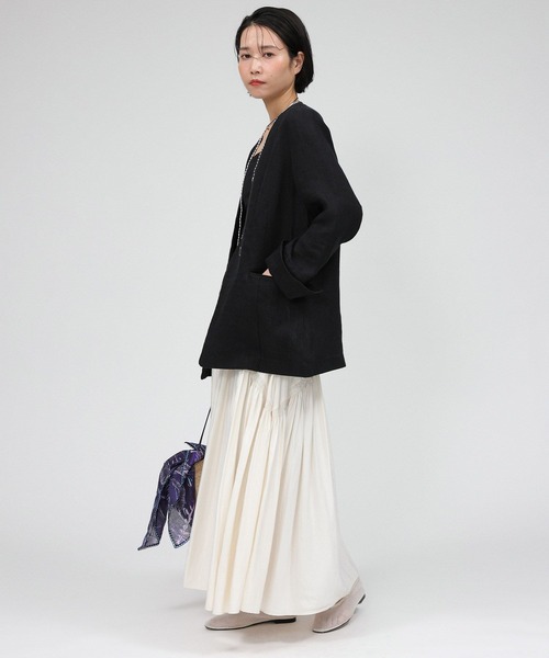 BABYLONE(バビロン)の「リネンノーカラージャケット(ノーカラージャケット・レディース・キャメル/ブラック・フリー)」の7枚目の写真