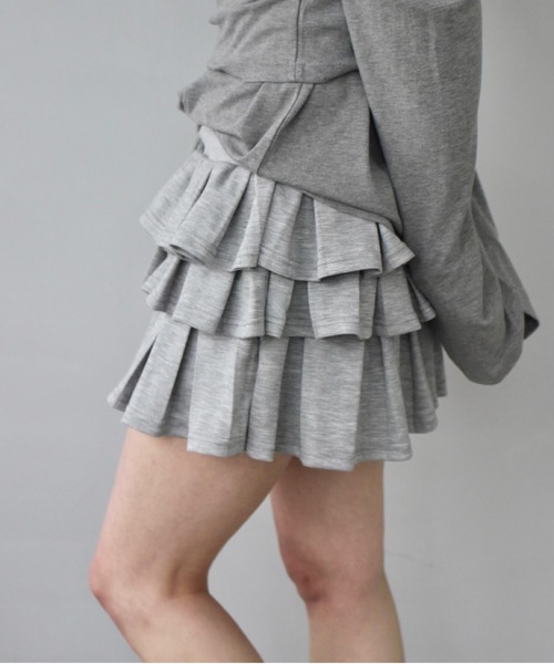 SANSeLF(サンセルフ)の「ティアードフリルスカートパンツ【SANSeLF】sanw25s024(スカート・レディース・ブラック/グレー・FREE)」の4枚目の写真