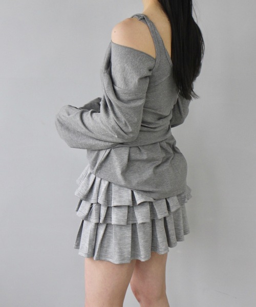 SANSeLF(サンセルフ)の「ティアードフリルスカートパンツ【SANSeLF】sanw25s024(スカート・レディース・ブラック/グレー・FREE)」の6枚目の写真