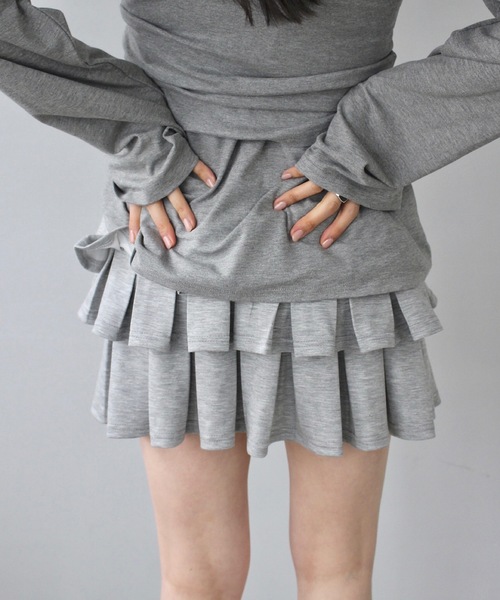 SANSeLF(サンセルフ)の「ティアードフリルスカートパンツ【SANSeLF】sanw25s024(スカート・レディース・ブラック/グレー・FREE)」の8枚目の写真