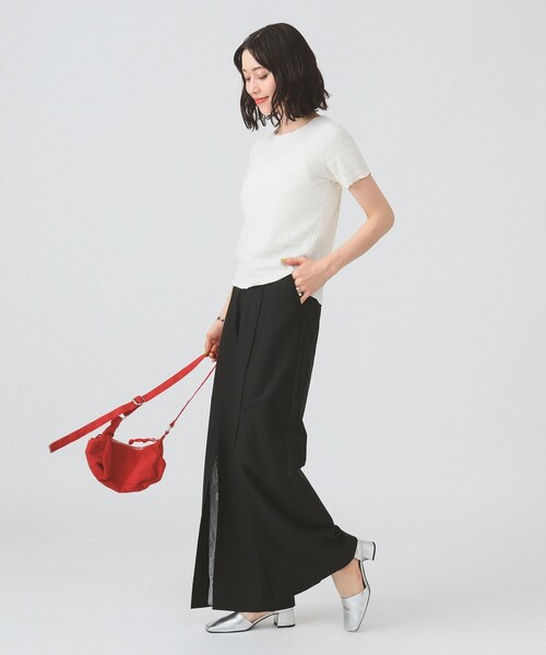 Ray BEAMS（レイビームス）の「シュリンク ストレッチTシャツ（Tシャツ/カットソー・レディース・ブラック/オフホワイト/レッド・ONE SIZE）」の5枚目の写真