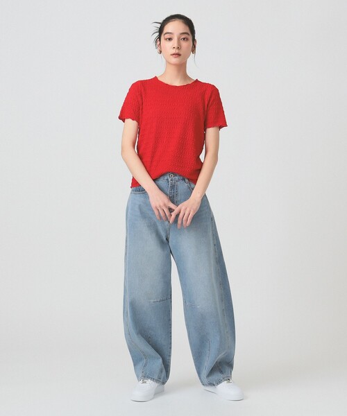 Ray BEAMS（レイビームス）の「シュリンク ストレッチTシャツ（Tシャツ/カットソー・レディース・ブラック/オフホワイト/レッド・ONE SIZE）」の12枚目の写真