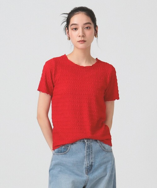 Ray BEAMS（レイビームス）の「シュリンク ストレッチTシャツ（Tシャツ/カットソー・レディース・ブラック/オフホワイト/レッド・ONE SIZE）」の13枚目の写真