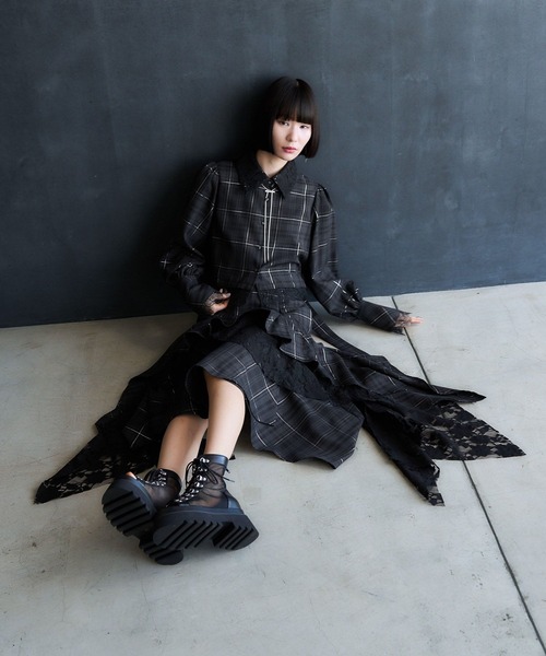 【新品タグ付き】HARE　EDGY MODE　タータンチェックショートシャツ HARE（ハレ）の「【EDGY MODE】タータンチェックショートシャツ(HARE