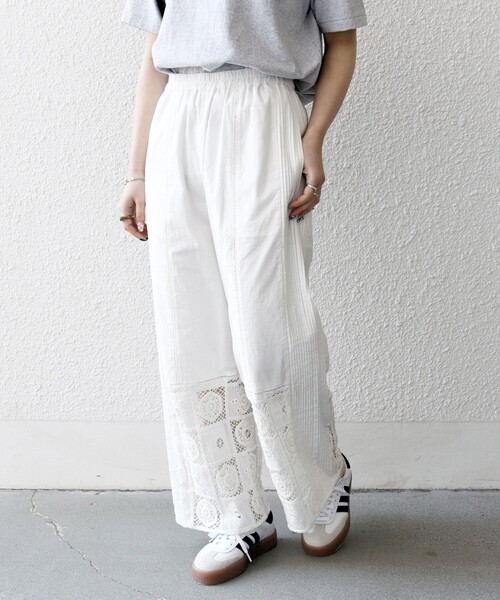 SHIPS any（シップス エニィ）の「SHIPS any:〈手洗い可能〉パッチワーク レース セミワイド イージー パンツ（その他パンツ・レディース・ブラック/オフホワイト・ONE SIZE）」の22枚目の写真