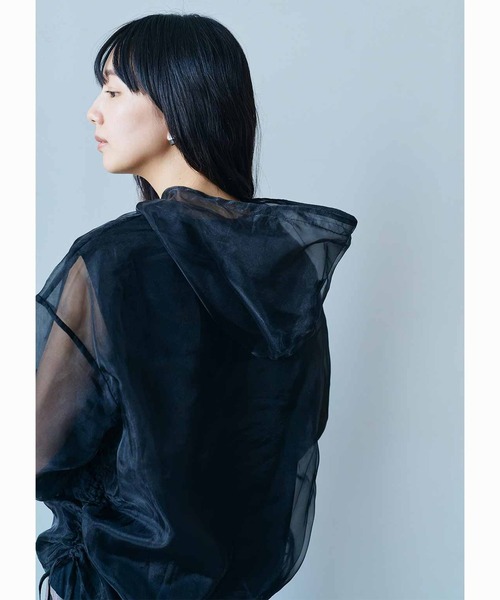 MEDE19F(メデジュウキュウ)の「MEDE19F カットソー裏地付きシアーフーディー(パーカー・レディース・ブラック/ピンクベージュ・M/L/LL)」の14枚目の写真