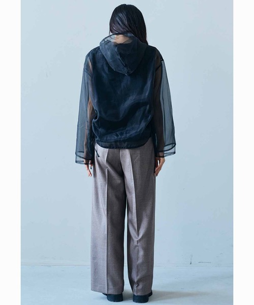 MEDE19F(メデジュウキュウ)の「MEDE19F カットソー裏地付きシアーフーディー(パーカー・レディース・ブラック/ピンクベージュ・M/L/LL)」の6枚目の写真