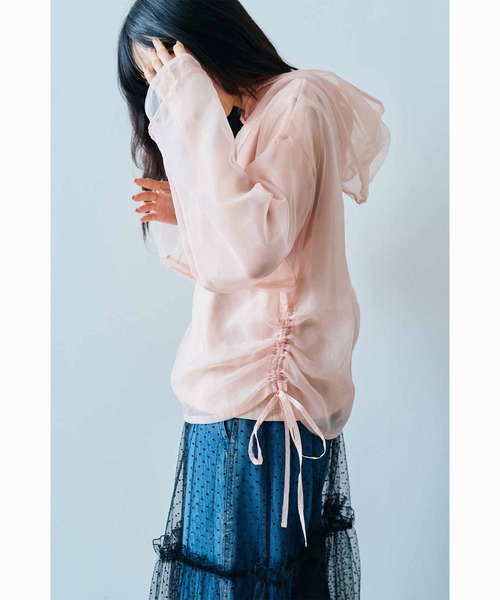 MEDE19F(メデジュウキュウ)の「MEDE19F カットソー裏地付きシアーフーディー(パーカー・レディース・ブラック/ピンクベージュ・M/L/LL)」の18枚目の写真