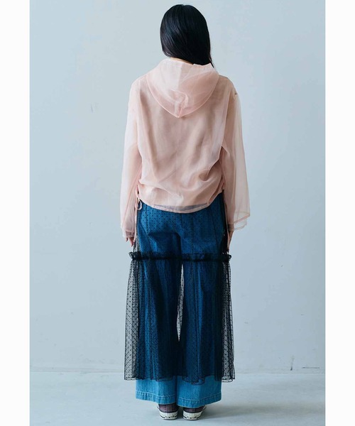 MEDE19F(メデジュウキュウ)の「MEDE19F カットソー裏地付きシアーフーディー(パーカー・レディース・ブラック/ピンクベージュ・M/L/LL)」の11枚目の写真