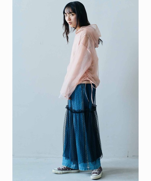 MEDE19F(メデジュウキュウ)の「MEDE19F カットソー裏地付きシアーフーディー(パーカー・レディース・ブラック/ピンクベージュ・M/L/LL)」の10枚目の写真