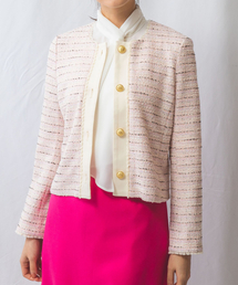 NARACAMICIE | 【NARACAMICIE】ストレッチツィードノーカラージャケット(ノーカラージャケット)