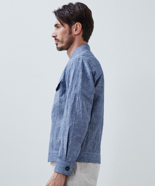 g-stage（ジーステージ）の「清涼 ドライ 麻混 カバーオール リネンジャケット　ジ－ステ－ジ（カバーオール・メンズ・ベージュ/ネイビー・46/50/48）」の11枚目の写真