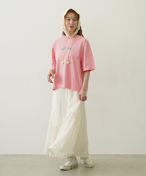 MILKFED.(ミルクフェド)の「PLAID HEART WIDE S/S TEE(Tシャツ/カットソー・レディース・ホワイト/ライトピンク/ブラック・L/M)」の6枚目の写真