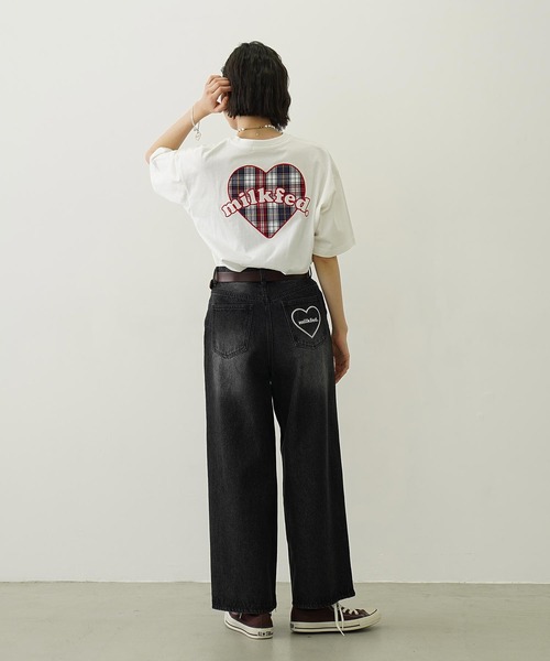 MILKFED.(ミルクフェド)の「PLAID HEART WIDE S/S TEE(Tシャツ/カットソー・レディース・ホワイト/ライトピンク/ブラック・L/M)」の13枚目の写真