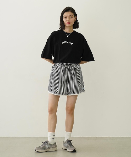 MILKFED.(ミルクフェド)の「PLAID HEART WIDE S/S TEE(Tシャツ/カットソー・レディース・ホワイト/ライトピンク/ブラック・L/M)」の18枚目の写真