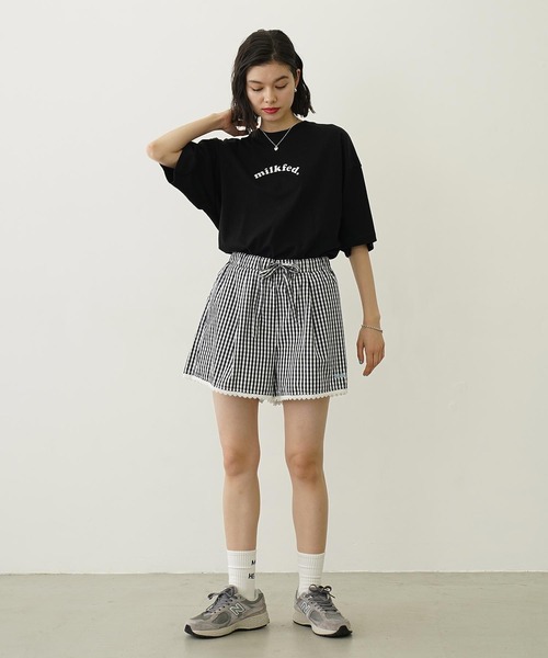 MILKFED.(ミルクフェド)の「PLAID HEART WIDE S/S TEE(Tシャツ/カットソー・レディース・ホワイト/ライトピンク/ブラック・L/M)」の19枚目の写真
