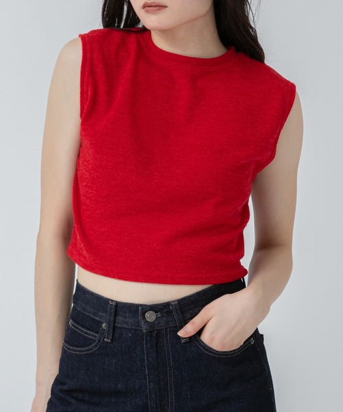 タンクトップ ノースリーブ パイル地クロップトタンクトップ/ノースリーブ 春服 夏服 韓国 ノームコア シティーガール トップス レディース パイル地クロップトタンクトップ/ノースリーブ 春服 夏服 韓国