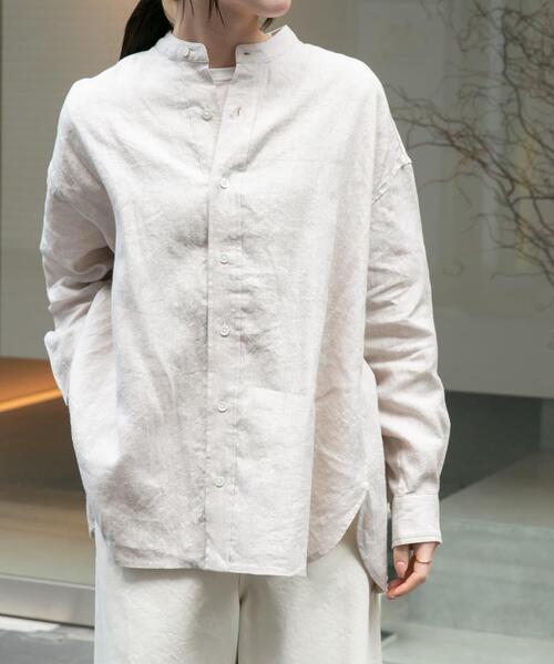 FORK&SPOON（フォークアンドスプーン）の「FORK&SPOON　コットンリネンロングスリーブシャツ（シャツ/ブラウス・レディース・ブルー系その他/ホワイト系その他/ナチュラル/ブルー・1）」の13枚目の写真