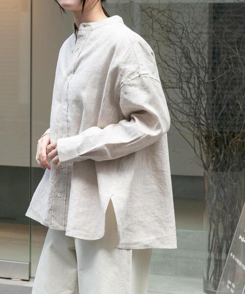 FORK&SPOON（フォークアンドスプーン）の「FORK&SPOON　コットンリネンロングスリーブシャツ（シャツ/ブラウス・レディース・ブルー系その他/ホワイト系その他/ナチュラル/ブルー・1）」の14枚目の写真