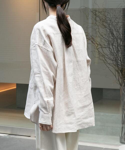 FORK&SPOON（フォークアンドスプーン）の「FORK&SPOON　コットンリネンロングスリーブシャツ（シャツ/ブラウス・レディース・ブルー系その他/ホワイト系その他/ナチュラル/ブルー・1）」の15枚目の写真