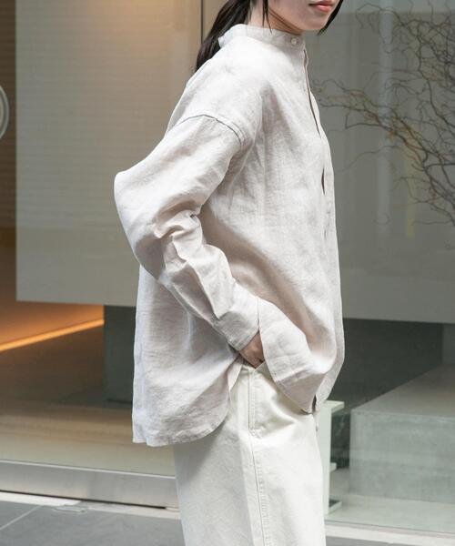 FORK&SPOON（フォークアンドスプーン）の「FORK&SPOON　コットンリネンロングスリーブシャツ（シャツ/ブラウス・レディース・ブルー系その他/ホワイト系その他/ナチュラル/ブルー・1）」の17枚目の写真