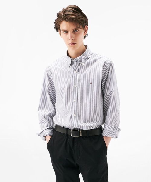 TOMMY HILFIGER（トミーヒルフィガー）の「オックスフォードストライプロングスリーブシャツ（シャツ/ブラウス・メンズ・グレー/グリーン/ピンク・LARGE/MEDIUM/SMALL/X-LARGE）」の2枚目の写真