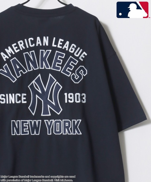 MLB  刺繍ロゴ　ベースボールシャツ セール】MLB/メジャーリーグベースボール オーバーサイズ バック