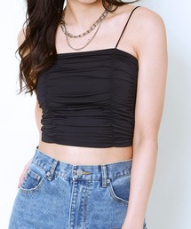 ギャザー入り 黒 タンクトップ ギャザータンクトップ - ブラック - レディース | H&M JP