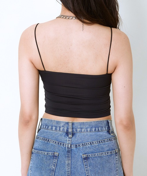GORGE(ゴージ)の「《ギャザーデザイン×華奢ストラップ》冷感キャミトップス(タンクトップ・レディース・オフホワイト/ブラック/ブラウン・F)」の6枚目の写真