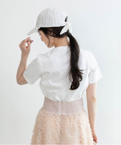 RANDA（ランダ）の「エンボスモノグラムTシャツ（Tシャツ/カットソー・レディース・グレー/ホワイト/イエロー/ネイビー・FREE）」の13枚目の写真