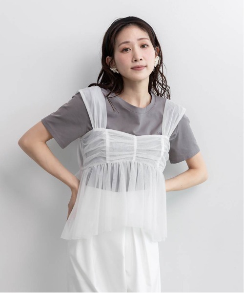 RANDA（ランダ）の「エンボスモノグラムTシャツ（Tシャツ/カットソー・レディース・グレー/ホワイト/イエロー/ネイビー・FREE）」の21枚目の写真