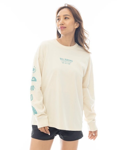 BILLABONG(ビラボン)の「BILLABONG レディース 【A/DIV.】 ADIV LS TEE ロンT 【2025年春夏モデル】/ビラボン両袖プリント長袖Tシャツ(Tシャツ/カットソー・レディース・アイボリー/エメラルド/ブラック系その他・MEDIUM)」の2枚目の写真