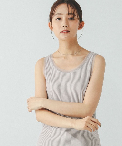 GLOBAL WORK(グローバルワーク)の「Beauteeチュールタンク/289894(タンクトップ・レディース・ライトグレー/アイボリー/ブラック・MEDIUM/LARGE)」の3枚目の写真