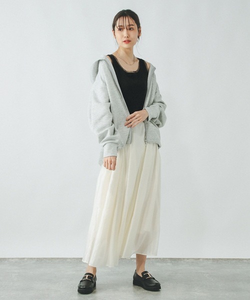 GLOBAL WORK(グローバルワーク)の「Beauteeチュールタンク/289894(タンクトップ・レディース・ライトグレー/アイボリー/ブラック・MEDIUM/LARGE)」の9枚目の写真