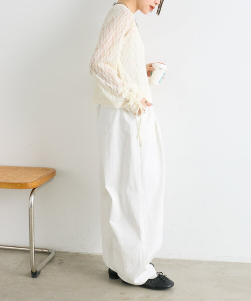 w closet(ダブルクローゼット)の「ドロストレースカーディガン(シャツ/ブラウス・レディース・アイボリー/ブラック/イエロー・FREE)」の14枚目の写真