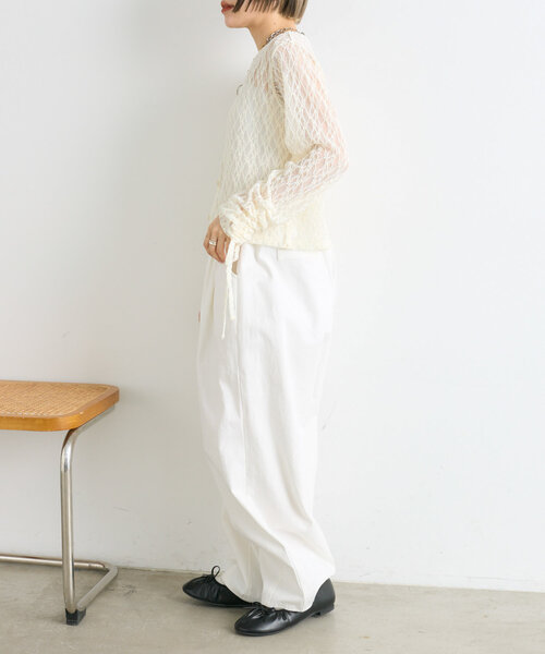 w closet(ダブルクローゼット)の「ドロストレースカーディガン(シャツ/ブラウス・レディース・アイボリー/ブラック/イエロー・FREE)」の15枚目の写真