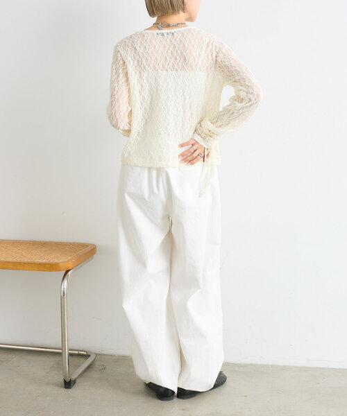 w closet(ダブルクローゼット)の「ドロストレースカーディガン(シャツ/ブラウス・レディース・アイボリー/ブラック/イエロー・FREE)」の16枚目の写真