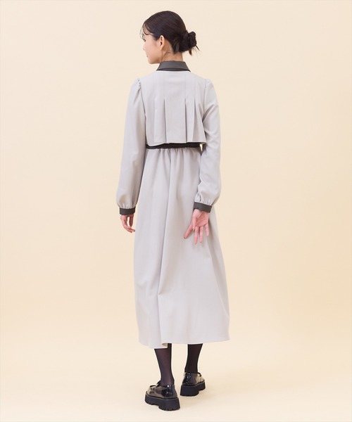 新品未使用　TONAL バイカラータックスリーブワンピース バイカラータックプリーツシャツワンピース（ワンピース