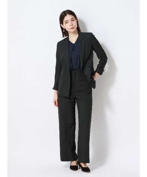 SUIT SQUARE(スーツスクエア)の「Vネックブラウス 5分袖 ウォッシャブル ダブルサテン フロントタック(シャツ/ブラウス・レディース・ベージュ系/ネイビー系/ホワイト系・38(9号))」の15枚目の写真