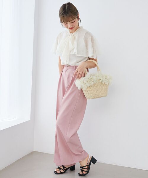 MAJESTIC LEGON(マジェスティックレゴン)の「チュールレースボウタイケープブラウス(シャツ/ブラウス・レディース・アイボリー/ミント/ピンク/チャコールグレー・MEDIUM)」の10枚目の写真